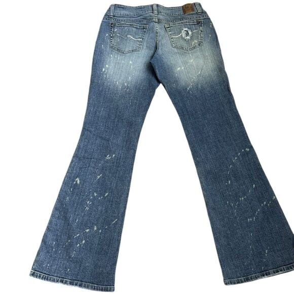 CANDIE’S Vintage Y2K 90’s Floral Embroidery Bell Bottoms Blue jeans Size 7/28 - Picture 3 of 10